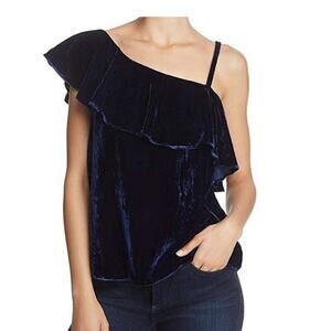 J.O.A. Crushed Velvet Ruffled Top One Shoulder Size S NWT Elegant Edgy Romantic